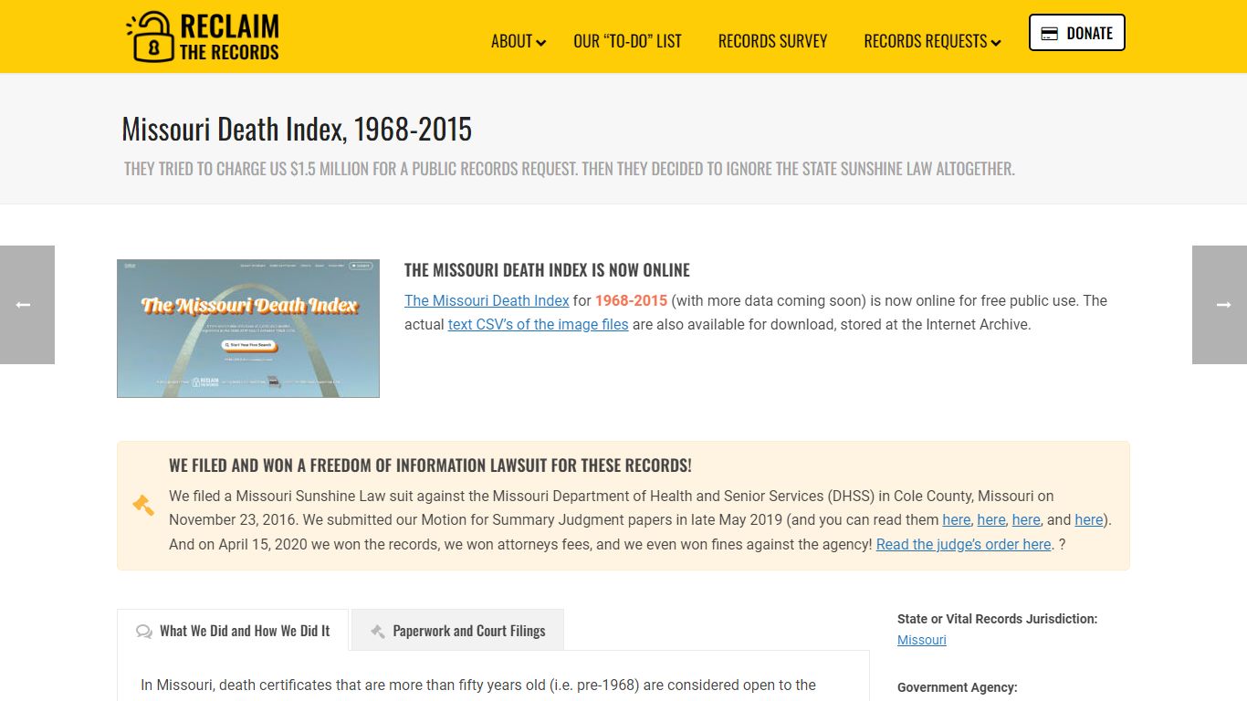 Missouri Death Index, 1968-2015 - Reclaim The Records